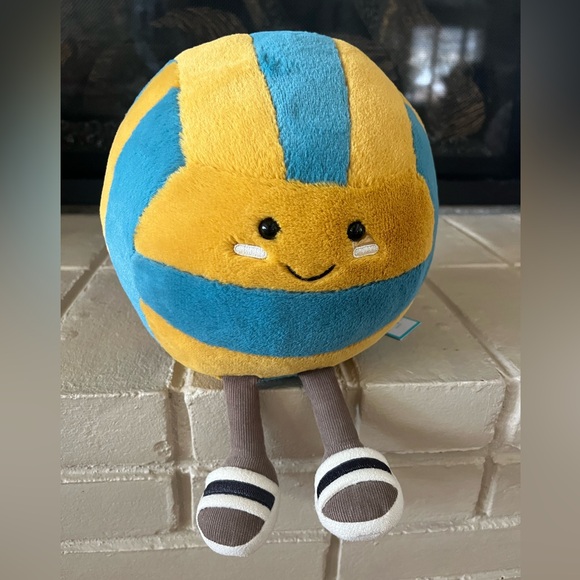 Jellycat Amuseables Blue and Yellow Sports Beach Volleyball Plush - Picture 2 of 5